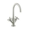 Crosswater MPRO Basin Monobloc Mixer Tap with Crosshead in Brushed Stainless Steel Effect