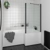 UK Bathrooms Essentials L Shaped Bath Screen in Matt Black