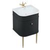 Burlington Chalfont 550mm Unit with Drawer and Roll-Top Basin in Matt-Black and Gold - CH55MB