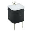 Burlington Chalfont 550mm Unit with Drawer and Roll-Top Basin in Matt-Black and Nickel - CH55MB