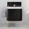 Burlington Chalfont 650mm Unit with Drawer and Roll-Top Basin in Matt-Black and Gold - CH65MB