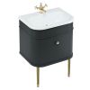 Burlington Chalfont 650mm Unit with Drawer and Roll-Top Basin in Matt-Black and Gold - CH65MB