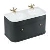 Burlington Chalfont 1000mm Basin with Drawer Unit in Matt-Black and Gold Handles - CH100MB