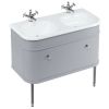 Burlington Chalfont 1000mm Unit with Drawer and Double Roll-Top Basin in Classic Grey and Chrome - CH100G