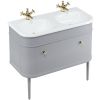 Burlington Chalfont 1000mm Basin with Drawer Unit and Legs in Classic Grey and Gold Handles - CH100G