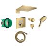 Hansgrohe Square Select Concealed Valve with Raindance 300 mm Overhead and Select Hand Shower in Polished Gold Optic