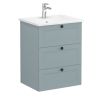 VitrA Root Classic Washbasin Unit with 3 Drawers in Matt Fjord Green (60cm)
