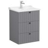 VitrA Root Groove Washbasin Unit with 3 Drawers in Matt Grey (60cm)