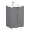 VitrA Root Classic Floor-Standing Washbasin Unit with Doors in Matt Grey (60cm)