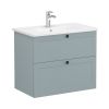 VitrA Root Classic Washbasin Unit With 2 Drawers in Matt Fjord Green (80cm)