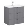 VitrA Root Groove Washbasin Unit with 3 Drawers in Matt Grey (80cm)