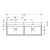 Geberit Renova Plan 130cm Vanity Unit with Double Basin in Lava - 501918JK1