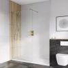 UK Bathrooms Essentials 8mm Wet Room Panel with Wall Bracing Bar in Brushed Brass