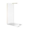 UK Bathrooms Essentials 8mm Wet Room Panel with Wall Bracing Bar in Brushed Brass