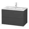 Duravit L-Cube Wall-Mounted 820mm Two Drawer Vanity Unit in Matt Graphite - LC624104949