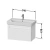 Duravit No.1 Wall-Mounted 740mm Vanity Unit with One Drawer in Matt Graphite - N14283049490000