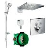 Hansgrohe Square Select Valve with Raindance 300 Overhead Shower and Select Rail Kit - 88101005