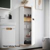VitrA Sento Compact Tall Bathroom Cupboard with Right-Hand Hinges in Matt Light Grey - 66157