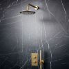 Amara Runswick Round Wall Mounted Shower Set in Brushed Brass