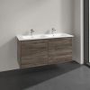 Villeroy and Boch Finero 1300mm Wall Hung Vanity Unit and Double Basin in Stone Oak - C53000RK