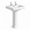 Astrala Ravello 600mm 2 Tap Hole Basin and Pedestal in White