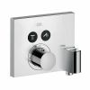 AXOR ShowerSelect Square Thermostatic Shower Mixer with 2 Outlets and FixFit Handset Holder - 36712000