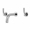 Perrin & Rowe Contemporary 3 Hole Wall Mounted Bath Set with Lever Handles - 3331CP