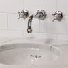 Perrin & Rowe Traditional Three Hole Wall Mounted Basin Set with Country Spout