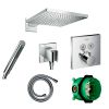 Hansgrohe Square Select Valve with Raindance 300 Overhead Shower and Baton Hand Shower Pack - 88101012
