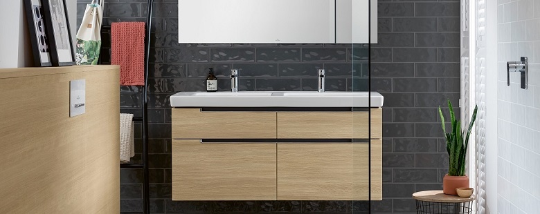 Bathroom Vanity Units Sink Uk Bathrooms - Motiv 1200 Wall Mounted Double Basin Vanity Unit