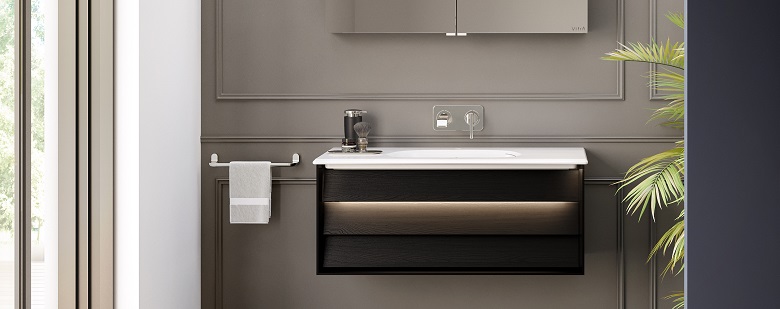 Nes Home Elsa Bathroom Cloakroom Wall Hung Basin Sink Vanity Dark Oak Unit 400mm 