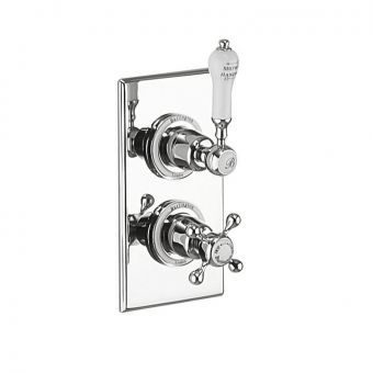 Burlington Trent Fixed Head Concealed Shower Valve with Claremont Handles White TF1S