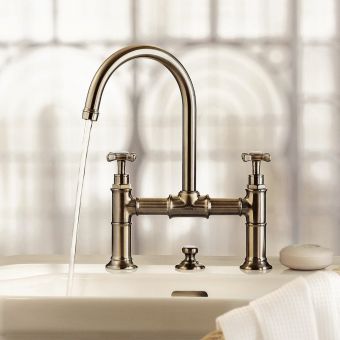 AXOR Montreux 2 Handle Basin Mixer Tap 220 with Pop-up Waste
