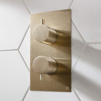 Crosswater MPRO Brushed Brass 2 Outlet Bath and Shower Valve - PRO1500RF+