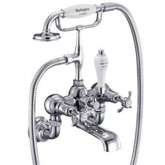Burlington Anglesey Wall Mounted Bath Shower Mixer Tap Silver T4A