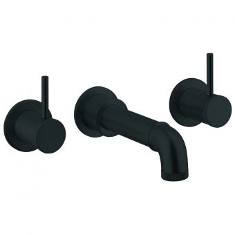 Crosswater MPRO Industrial Bath Spout and Wall Stop Taps in Carbon Black - PRI0370WM