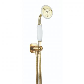 Crosswater Belgravia Shower Handset, Wall Outlet & Hose in Unlacquered Brass - BL964Q
