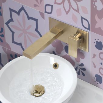 Crosswater Verge Basin Tap, 2 Hole Set in Brushed Brass