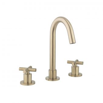 Crosswater MPRO Basin Mixer Tap 3 Hole Set with Crosshead in Brushed Brass
