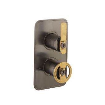 Crosswater UNION MIXAGE Concealed Thermostatic Shower Valve & Trimset in Brushed Black Chrome & Union Brass