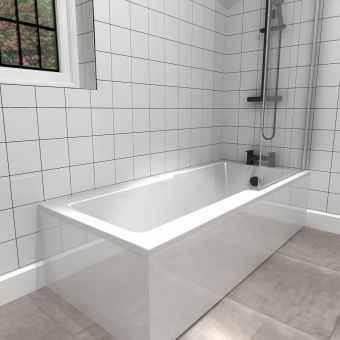 UK Bathrooms Essentials Newham Straight Shower Bath