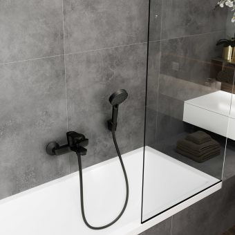 hansgrohe Vernis Blend Exposed Bath Shower Mixer Tap in Matt Black - 71440670