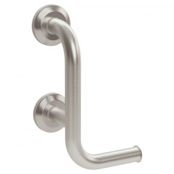 Bathex Knowle 35mm Left Handed Grab Bar and Toilet Roll Holder in Stainless Steel with a Sateen Polish - 31565C