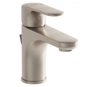 VitrA Root Round Compact Basin Mixer with Pop-Up Waste in Brushed Nickel - A4272234