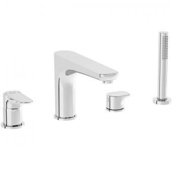 VitrA Root Round Deck-Mounted Bath Mixer with Hand Shower in Chrome - A42743