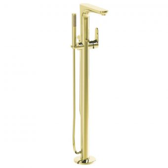 VitrA Root Round Floor-standing bath mixer with hand shower in Gold - A4274123