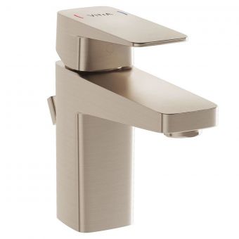 VitrA Root Square Compact Basin Mixer with Pop-Up Waste in Brushed Nickel - A4273534