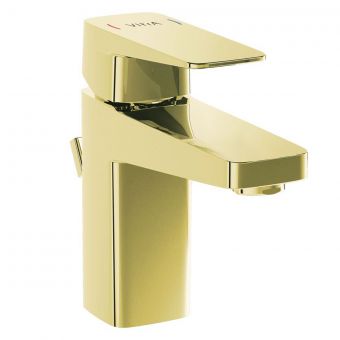 VitrA Root Square Compact Basin Mixer with Pop-Up Waste in Gold - A4273523