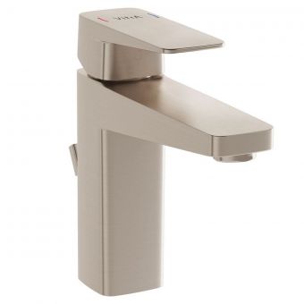 VitrA Root Square Basin Mixer with Pop-Up Waste in Brushed Nickel - A4273434