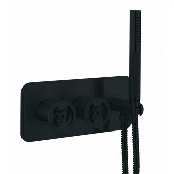 Crosswater Union 2 Outlet 2 Handle Concealed Thermostatic Valve and Handset in Matt Black